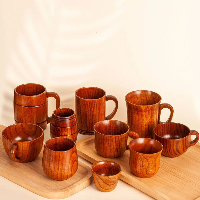 Wooden Cups Handmade Jujube Wood Handle Cups