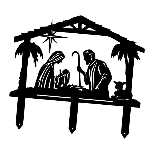 Nativity Scene Outdoor Yard Stakes Nativity Scene Yard Sign Display Silhouette Stake for Lawn Christmas Outdoor Holiday Garden