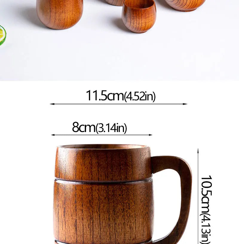 Wooden Cups Handmade Jujube Wood Handle Cups