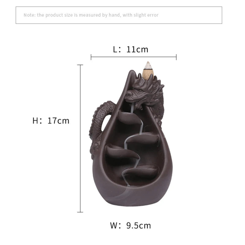 Dragon Incense Burner, Waterfall Backflow Incense Holder(Without Incense)