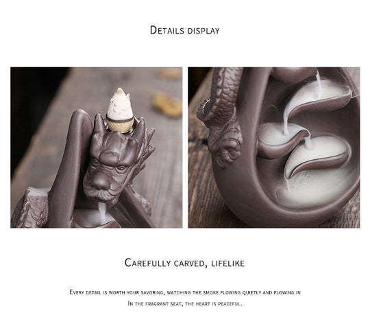 Dragon Incense Burner, Waterfall Backflow Incense Holder(Without Incense)