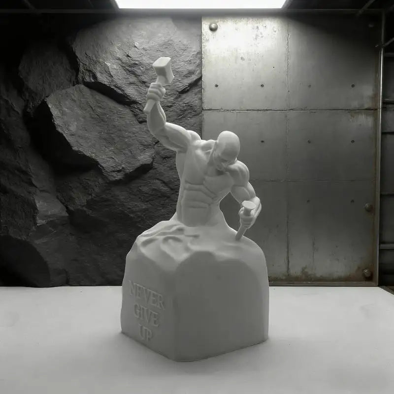 One-Piece Inspirational Sculpture Work "Never Give Up" - a Self-Made Man Statue - an Inspiring Muscular Man Sculpture, a Heartwarming Home Office Decoration, a Great Christmas/Birthday Gift