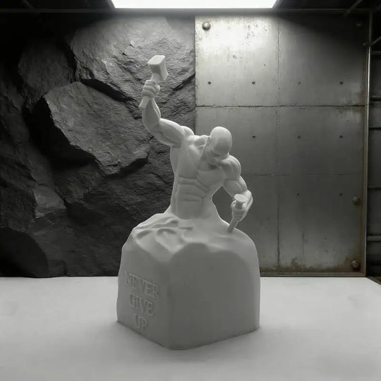 One-Piece Inspirational Sculpture Work "Never Give Up" - a Self-Made Man Statue - an Inspiring Muscular Man Sculpture, a Heartwarming Home Office Decoration, a Great Christmas/Birthday Gift