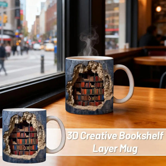 3D Library Book Mug Ceramic Shelf Mug