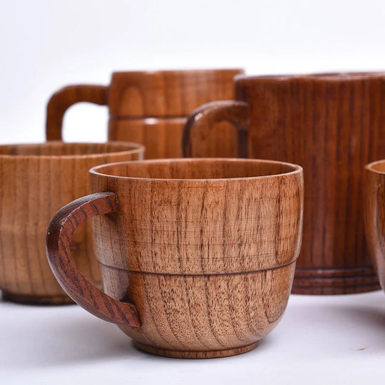 Wooden Cups Handmade Jujube Wood Handle Cups