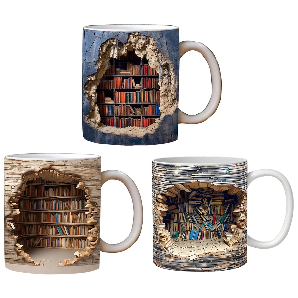Bookshelf Pattern Multi-Purpose Tea Cup