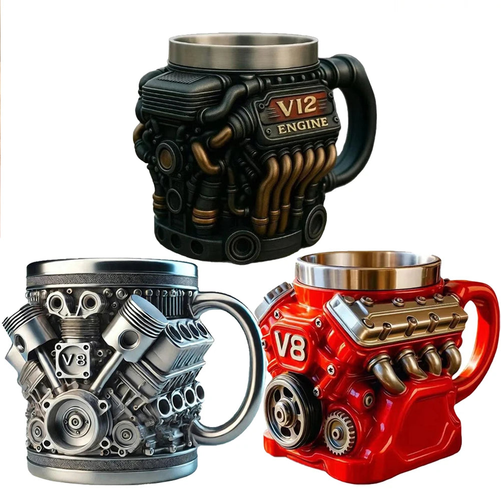 Vintage Engine Coffee Cup 200ml Insulation Water Mug for Car Enthusiasts Mechanics Engineers Fathers Men Boyfriends Gifts