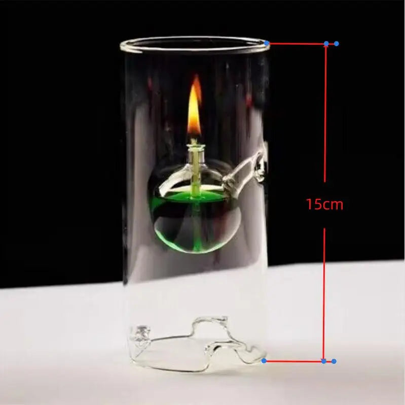 Transparent Glass Candlestick Oil Lamp