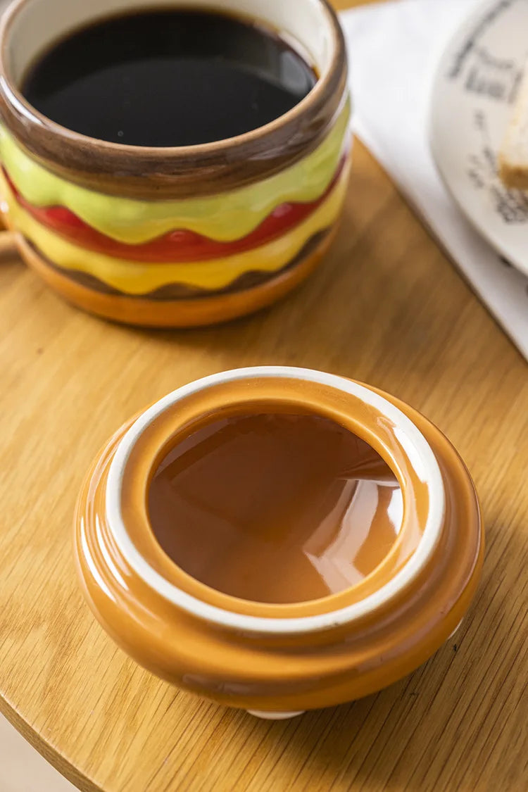Coffee Mugs Creative Hamburger Shaped 300ML Water/coffee Cup with Lid