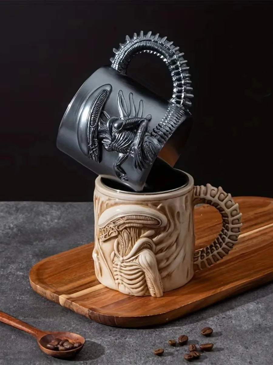 1PC New Xenomorph Mug 3D Flat Heat Transfer Alien Coffee Cup for Home And Office