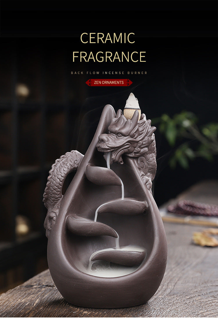 Dragon Incense Burner, Waterfall Backflow Incense Holder(Without Incense)