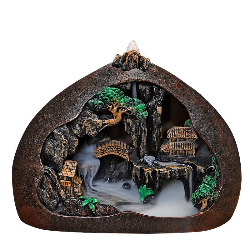 Backflow Incense Burner – Timeless Elegance & Tranquility villagethe inside side Hill