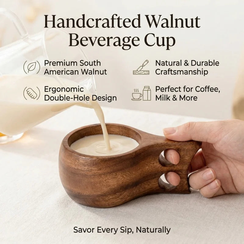 Handmade Wooden Mug Acacia Wood Coffee Tea Milk Cup