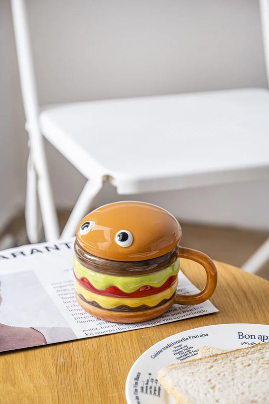 Coffee Mugs Creative Hamburger Shaped 300ML Water/coffee Cup with Lid