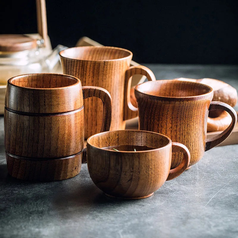 Wooden Cups Handmade Jujube Wood Handle Cups