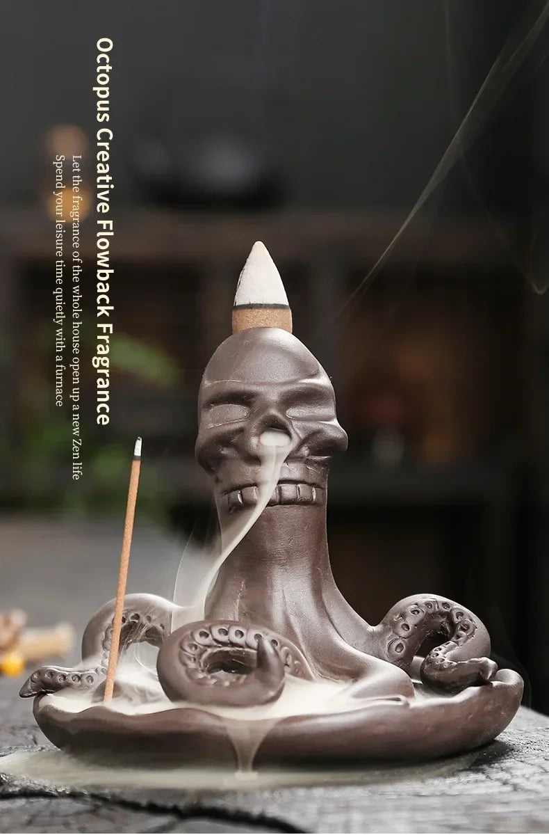Creative Funny Skull,  Octopus Backflow Incense Burner