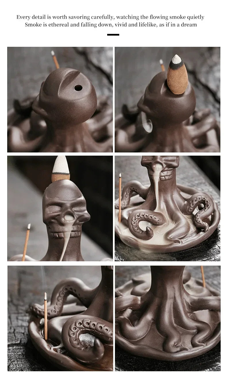 Creative Funny Skull,  Octopus Backflow Incense Burner