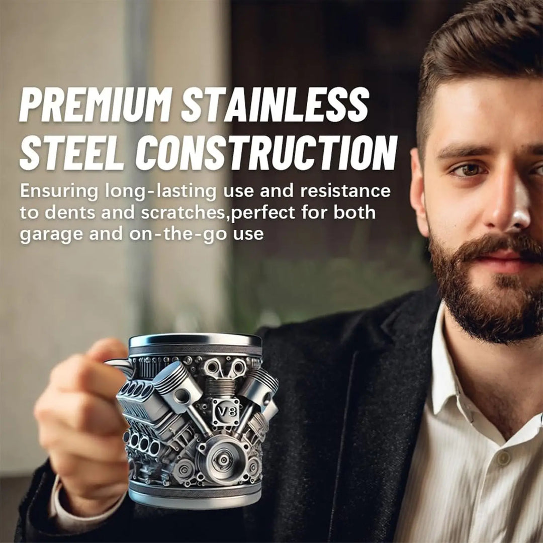 Stainless Steel Cup V8 & V6,  V6 V8 Engines Design Mug