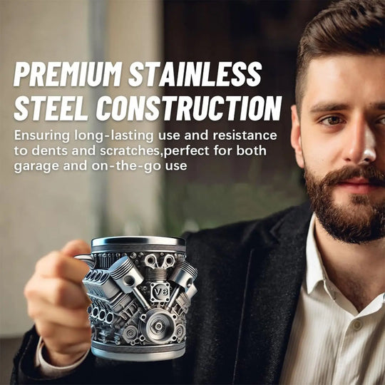 Stainless Steel Cup V8 & V6,  V6 V8 Engines Design Mug