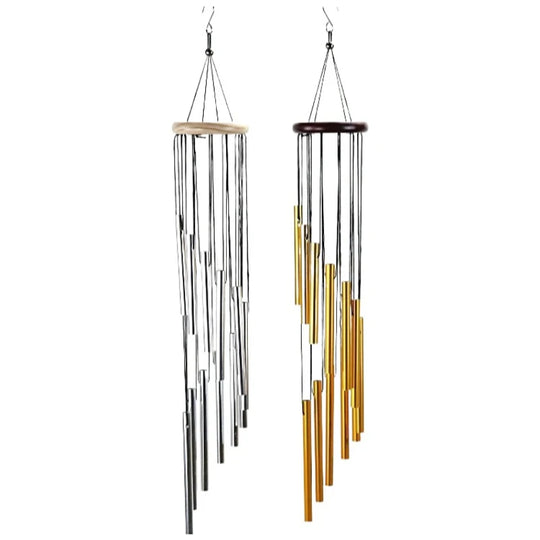 Wind Chimes - Aluminum Alloy, 6/12 Tubes, Gold/Silver, Clear Sound, with Hook for Home/Outdoor Wedding Party Memorial Decoration