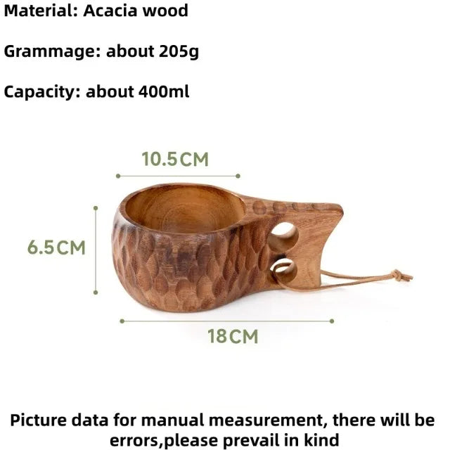 Handmade Wooden Mug Acacia Wood Coffee Tea Milk Cup