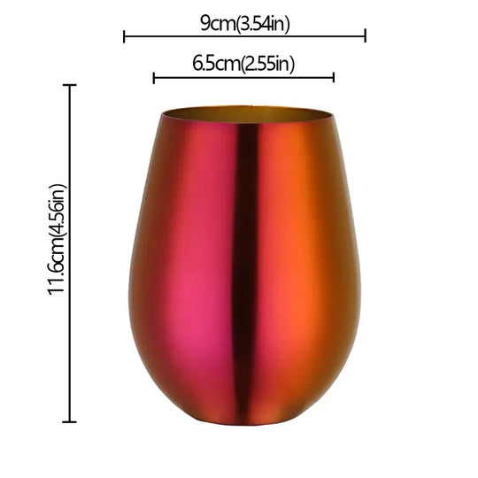 500ml Stainless Steel Single Layer Titanium Plating Wine Glasses Beer Titanium Wine Glasses 500ML Big Belly Water CupBarSupplies