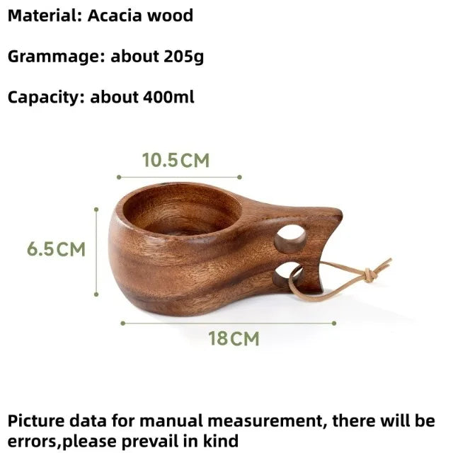 Handmade Wooden Mug Acacia Wood Coffee Tea Milk Cup