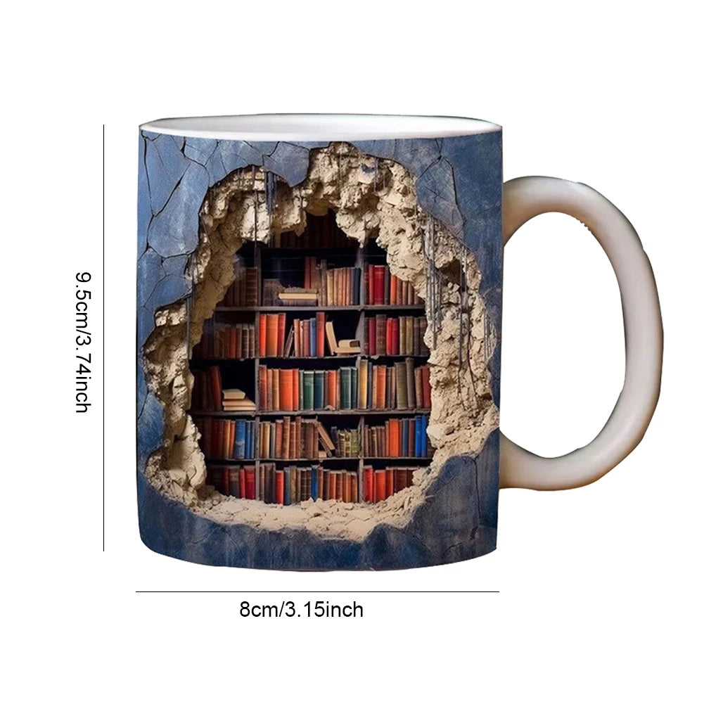Bookshelf Pattern Multi-Purpose Tea Cup