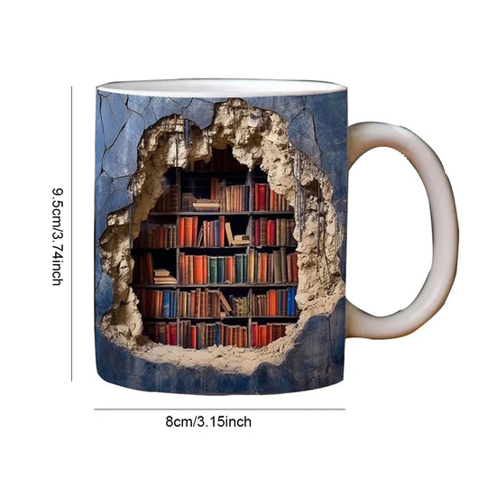 Bookshelf Pattern Multi-Purpose Tea Cup