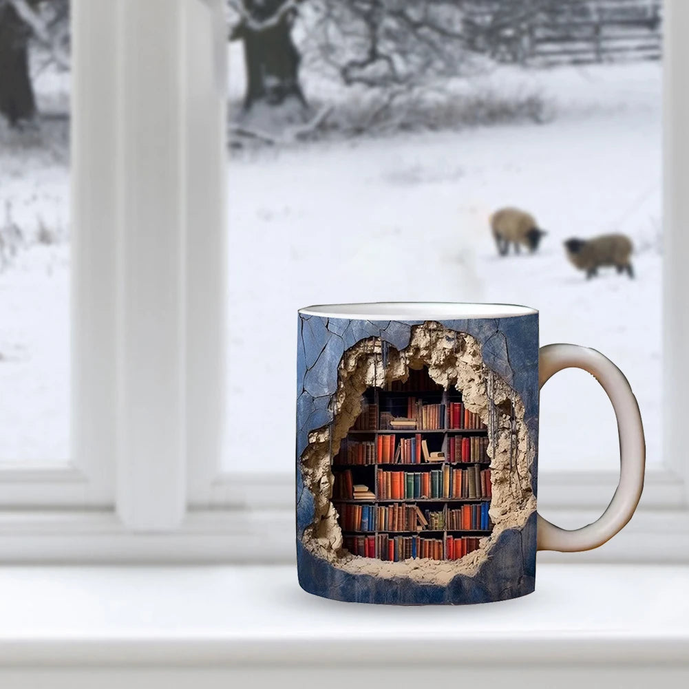 Bookshelf Pattern Multi-Purpose Tea Cup