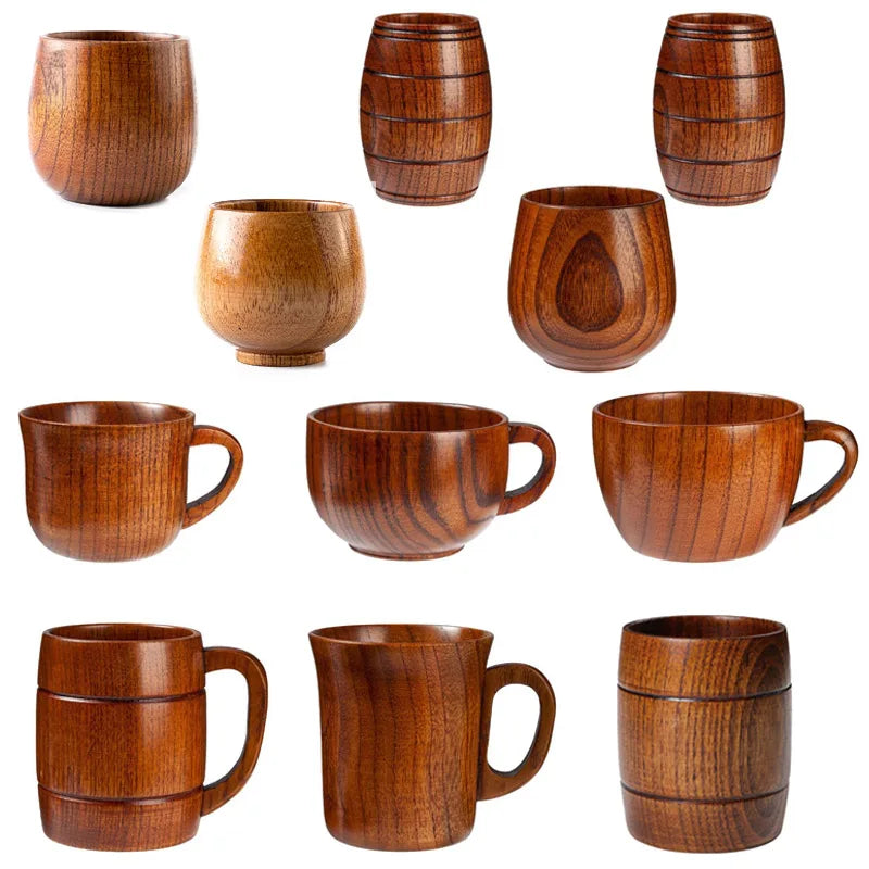 Wooden Cups Handmade Jujube Wood Handle Cups