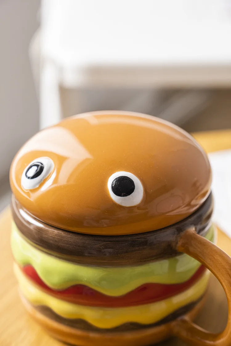 Coffee Mugs Creative Hamburger Shaped 300ML Water/coffee Cup with Lid