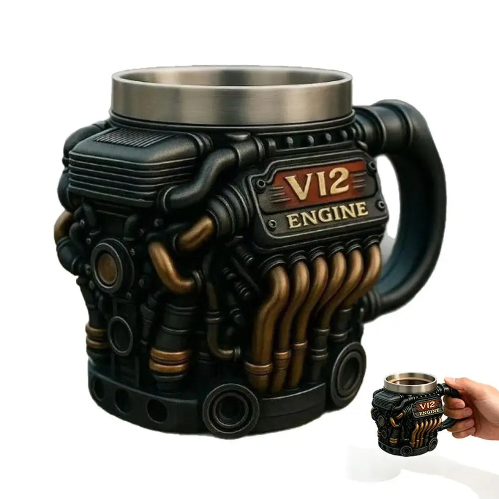 Vintage Engine Coffee Cup 200ml Insulation Water Mug for Car Enthusiasts Mechanics Engineers Fathers Men Boyfriends Gifts