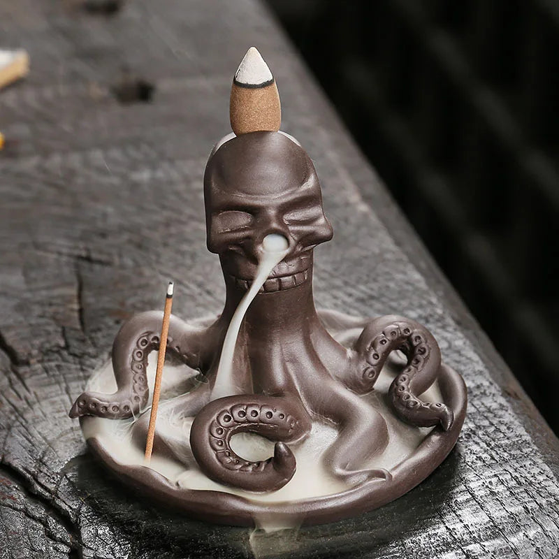 Creative Funny Skull,  Octopus Backflow Incense Burner