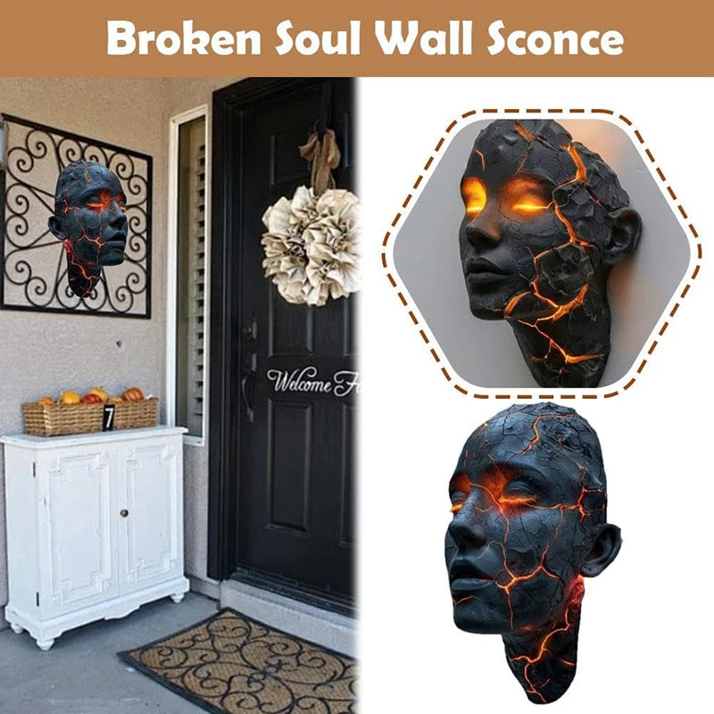 Cracked Soul Wall Lights Shattered Soul Wall Lamps Creative Figurine Luminous Resin Ornaments Sculpture Home Decor