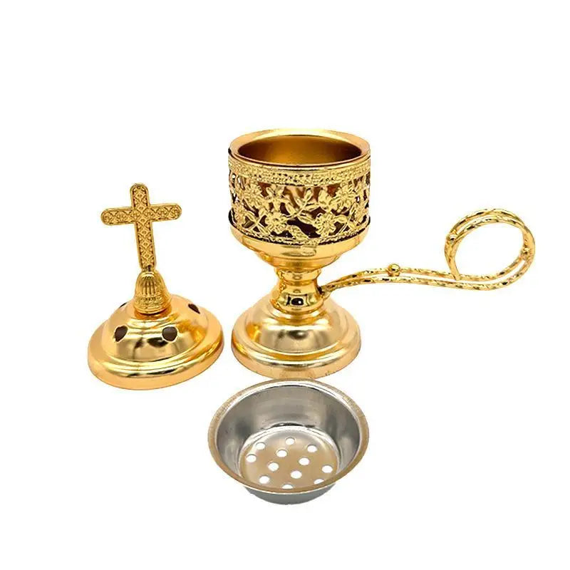 Metal Incense Burner Diffuser With Vintage Cross