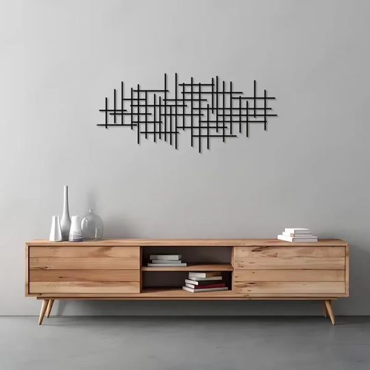 1pc Metal Wall Art Sculpture - Abstract Grid Cover. Geometric Pattern Wall Decoration.Wall Hanging Main Decoration.Wall Sticker.