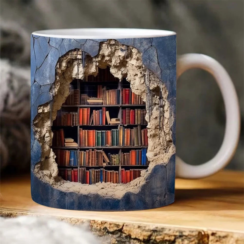 Bookshelf Pattern Multi-Purpose Tea Cup