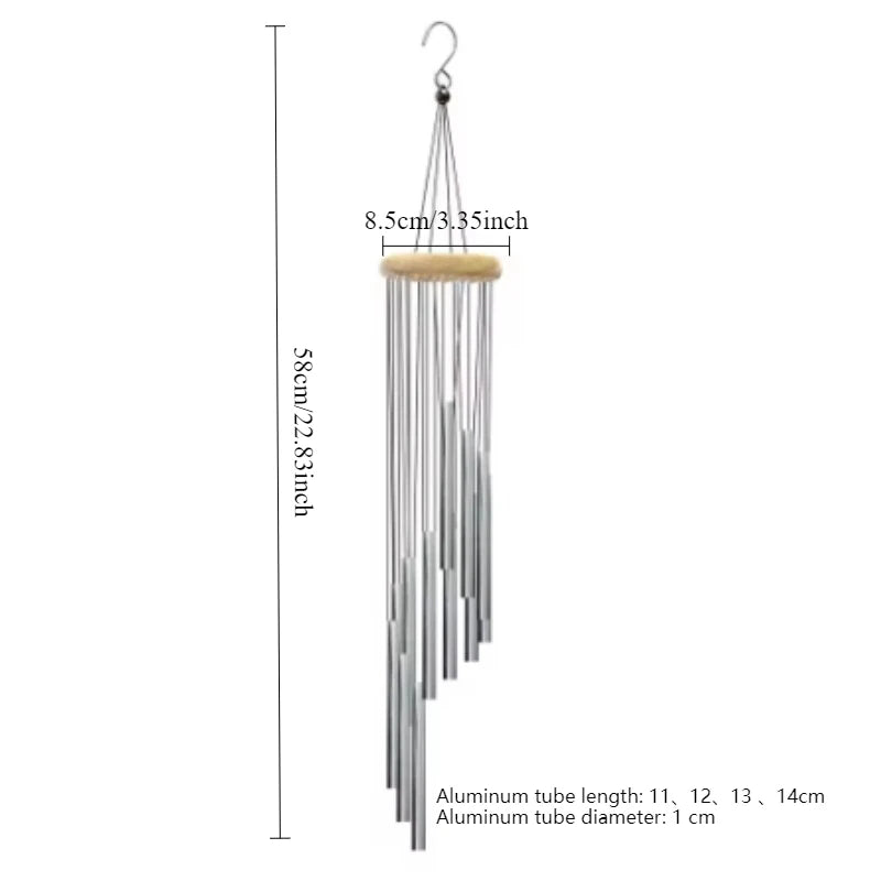 Wind Chimes - Aluminum Alloy, 6/12 Tubes, Gold/Silver, Clear Sound, with Hook for Home/Outdoor Wedding Party Memorial Decoration