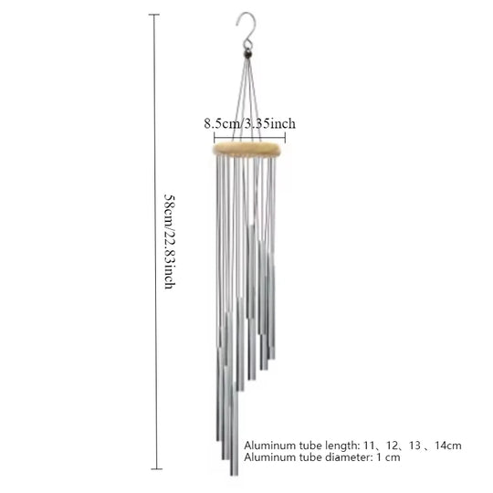 Wind Chimes - Aluminum Alloy, 6/12 Tubes, Gold/Silver, Clear Sound, with Hook for Home/Outdoor Wedding Party Memorial Decoration