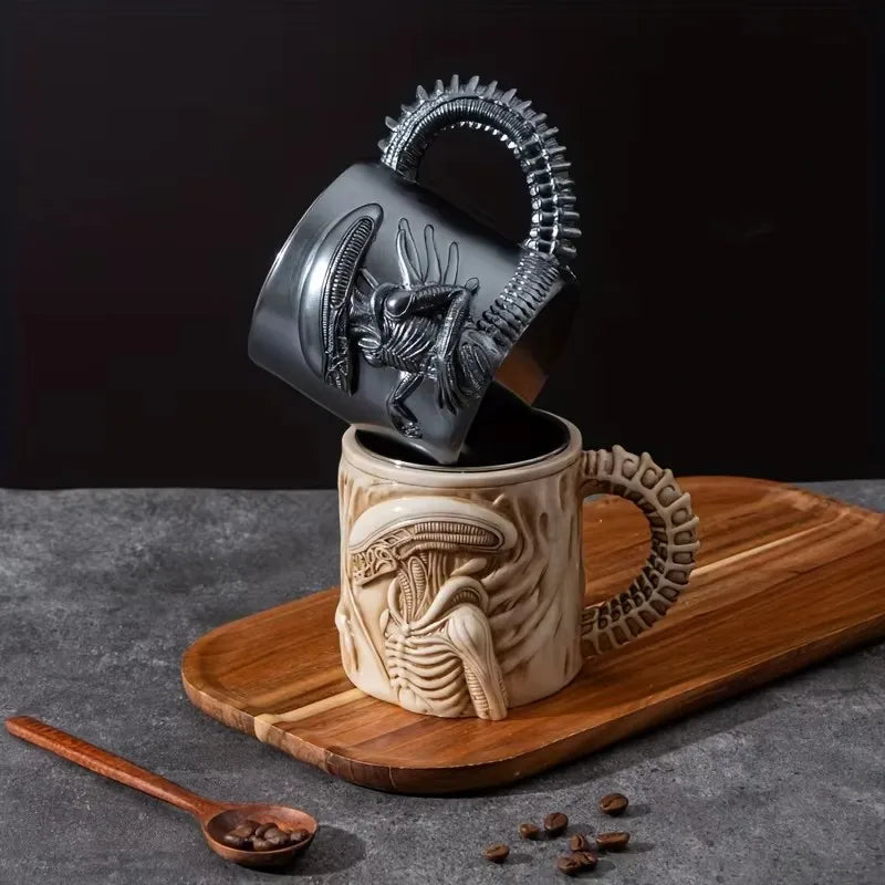1PC New Xenomorph Mug 3D Flat Heat Transfer Alien Coffee Cup for Home And Office