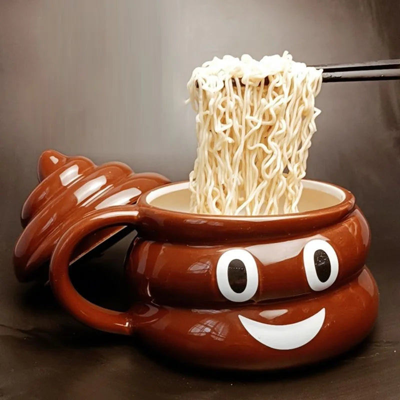 Japanese Style Shape Instant Noodle Bowl, Ceramic Personality Spoof Friends Classmate Gifts, Creative Mugs, 450ML Water Cup, 1Pc