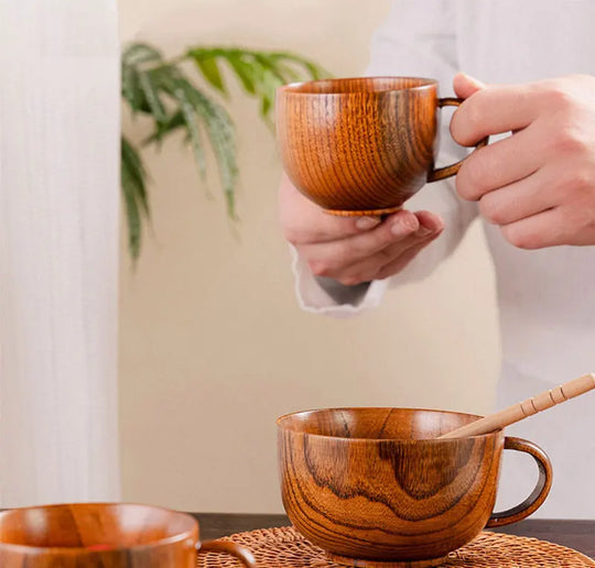 Wooden Cups Handmade Jujube Wood Handle Cups