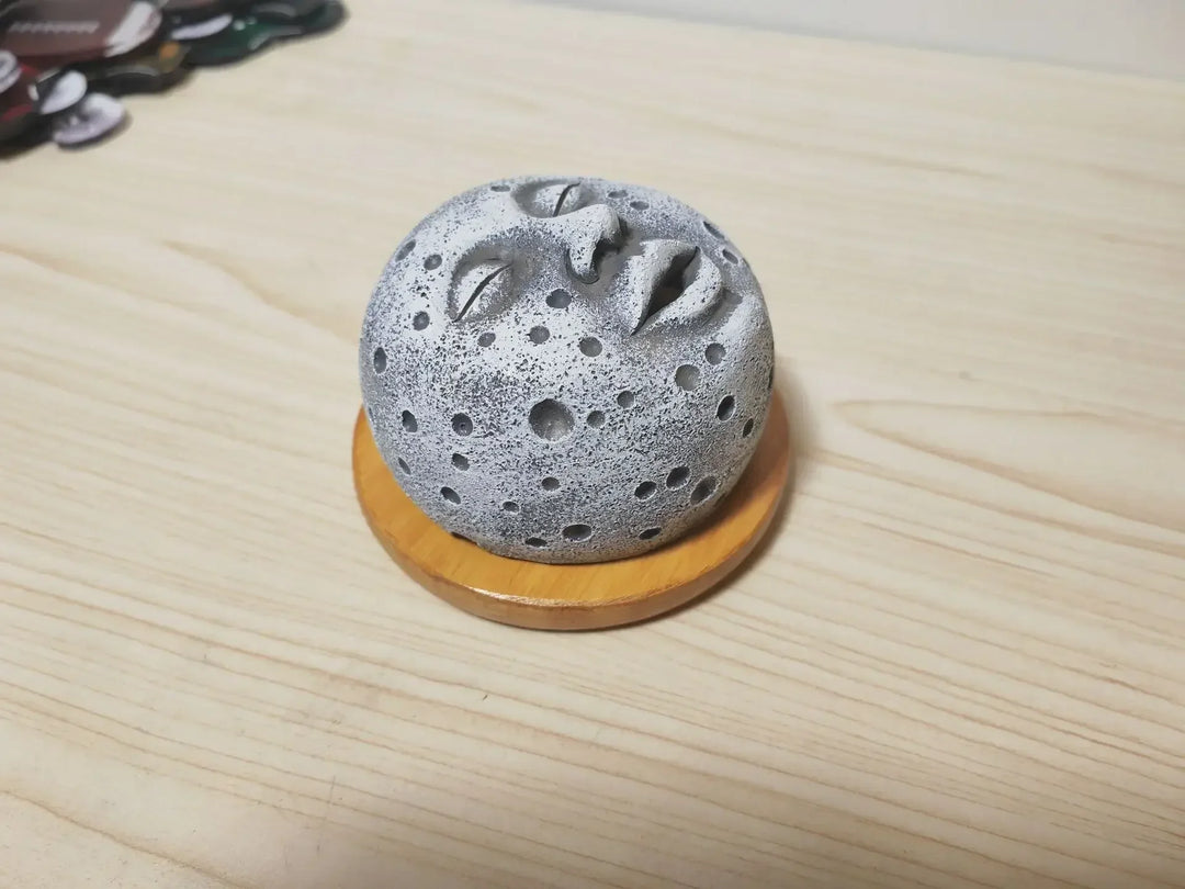 Home Incense Burner Holder Unique Moonscape Resin Handicrafts Moon Face Backflow Incense Base Zen Accessories Room Desk Decor