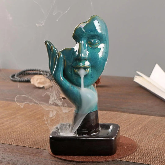 Backflow Incense Burner - A Face Resting in a Hand