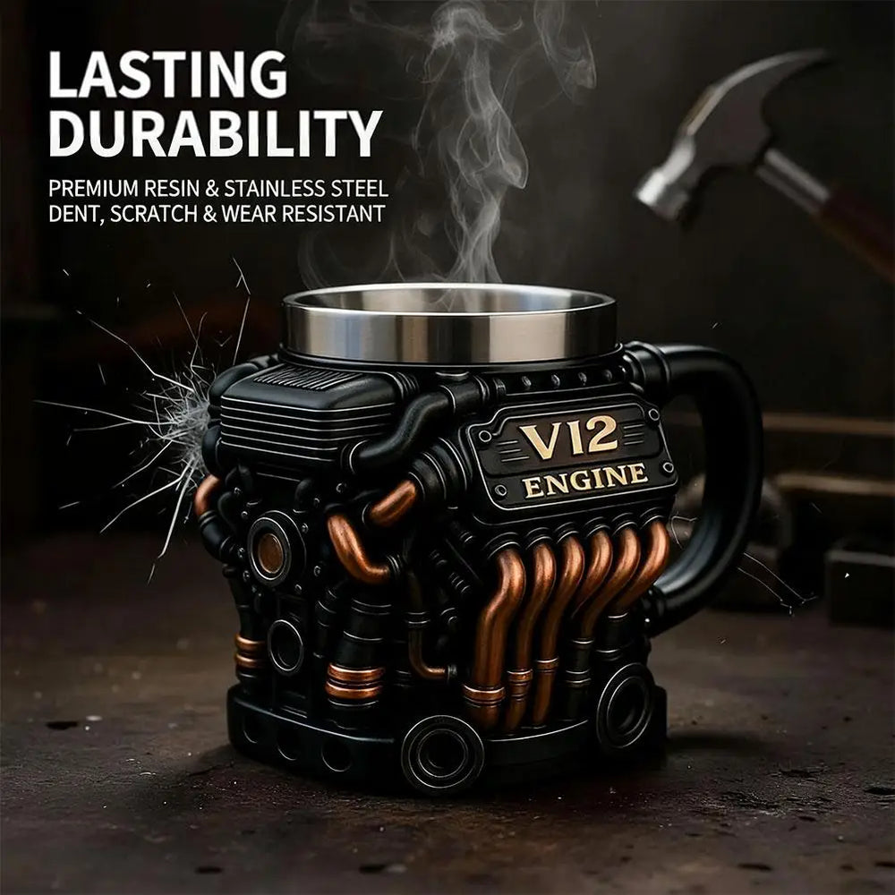 Vintage Engine Coffee Cup 200ml Insulation Water Mug for Car Enthusiasts Mechanics Engineers Fathers Men Boyfriends Gifts