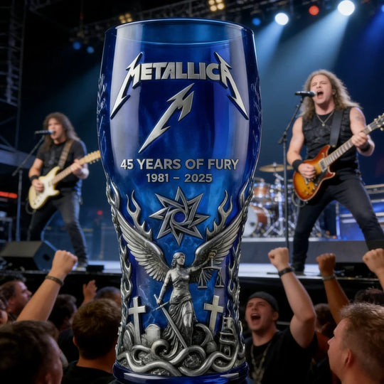 Metallica 45th Anniversary1981-2025 3D Embossed Blue Beer Glass