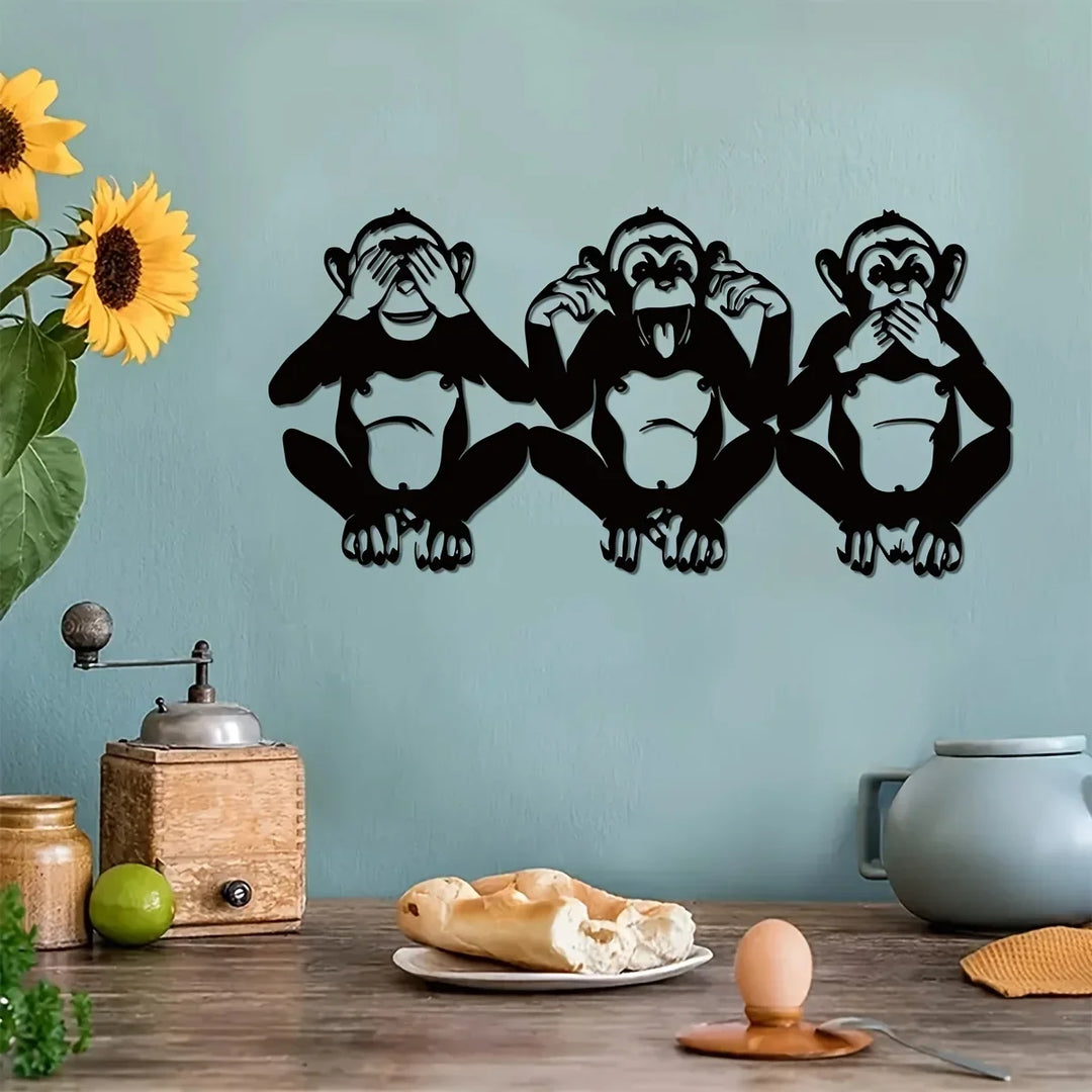 Three Wise Monkeys Metal Wall Art