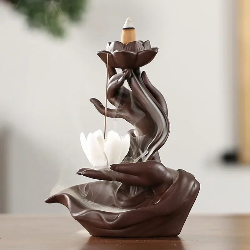 Buddha Hand Led Light Backflow Incense Burner