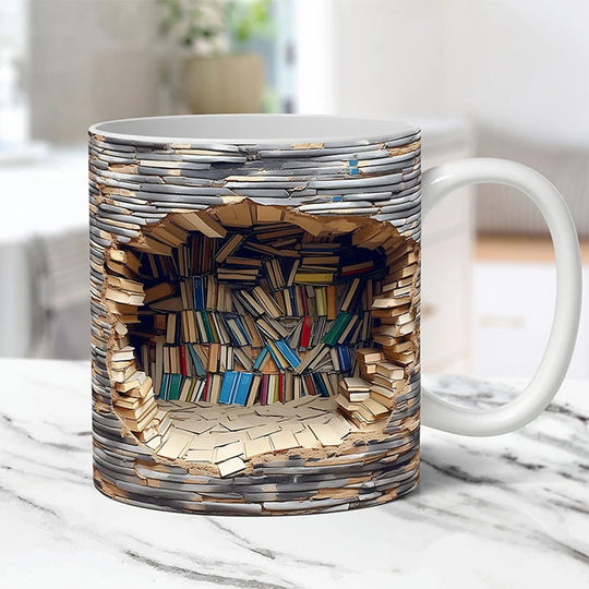 Bookshelf Pattern Multi-Purpose Tea Cup